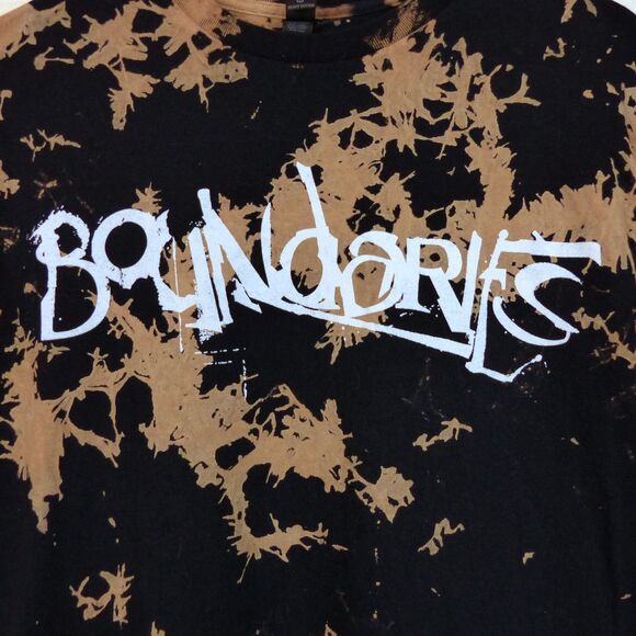 Boundaries Band T-Shirt Mens L Black Brown Bleach Tie Dye Graphic Metalcore Tour - Picture 3 of 8